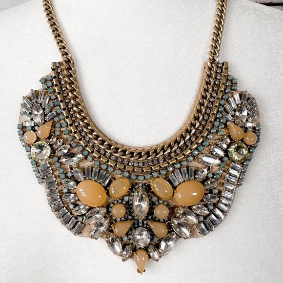 Stella & Dot Giverny Embroidered Bib Statement Necklace, EUC, MSRP $198 - Picture 6 of 9